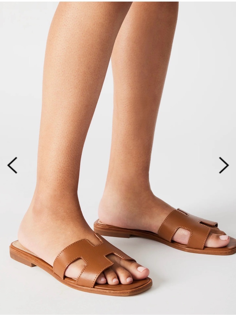 Steve Madden Tan Cutout Leather Slide Mules - Picture 2 of 7